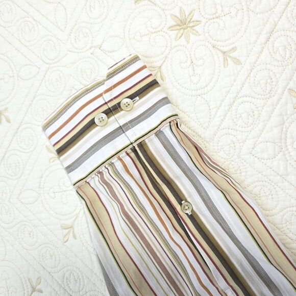 Calvin Klein Long Sleeve Dress Shirt Mens XL Button Down Striped Brown White Red - Picture 8 of 9